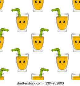 Colored seamless pattern with cute cartoon character. Simple flat vector illustration isolated on white background. Design wallpaper, fabric, wrapping paper, covers, websites.