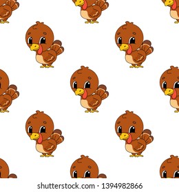 Colored seamless pattern with cute cartoon character. Simple flat vector illustration isolated on white background. Design wallpaper, fabric, wrapping paper, covers, websites.