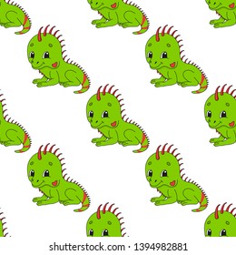 Colored seamless pattern with cute cartoon character. Simple flat vector illustration isolated on white background. Design wallpaper, fabric, wrapping paper, covers, websites.