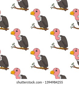 Colored seamless pattern with cute cartoon character. Simple flat vector illustration isolated on white background. Design wallpaper, fabric, wrapping paper, covers, websites.