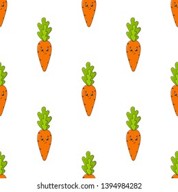 Colored seamless pattern with cute cartoon character. Simple flat vector illustration isolated on white background. Design wallpaper, fabric, wrapping paper, covers, websites.