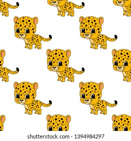 Colored seamless pattern with cute cartoon character. Simple flat vector illustration isolated on white background. Design wallpaper, fabric, wrapping paper, covers, websites.