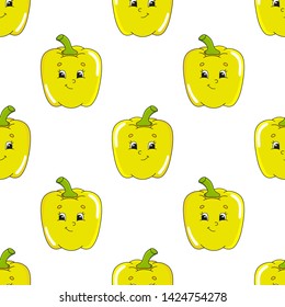 Colored seamless pattern with cute cartoon character. Simple flat vector illustration isolated on white background. Design wallpaper, fabric, wrapping paper, covers, websites.