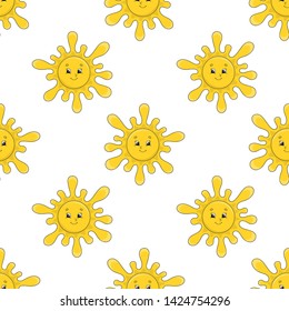 Colored seamless pattern with cute cartoon character. Simple flat vector illustration isolated on white background. Design wallpaper, fabric, wrapping paper, covers, websites.