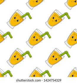 Colored seamless pattern with cute cartoon character. Simple flat vector illustration isolated on white background. Design wallpaper, fabric, wrapping paper, covers, websites.