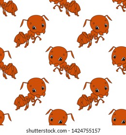 Colored seamless pattern with cute cartoon character. Simple flat vector illustration isolated on white background. Design wallpaper, fabric, wrapping paper, covers, websites.