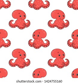 Colored seamless pattern with cute cartoon character. Simple flat vector illustration isolated on white background. Design wallpaper, fabric, wrapping paper, covers, websites.