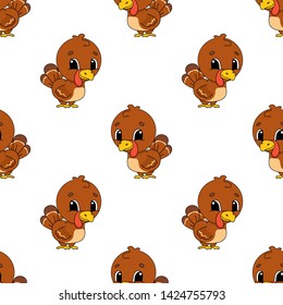 Colored seamless pattern with cute cartoon character. Simple flat vector illustration isolated on white background. Design wallpaper, fabric, wrapping paper, covers, websites.