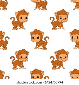 Colored seamless pattern with cute cartoon character. Simple flat vector illustration isolated on white background. Design wallpaper, fabric, wrapping paper, covers, websites.