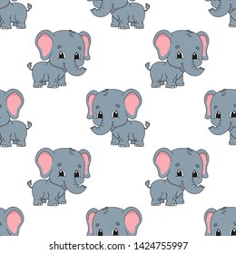 Colored seamless pattern with cute cartoon character. Simple flat vector illustration isolated on white background. Design wallpaper, fabric, wrapping paper, covers, websites.