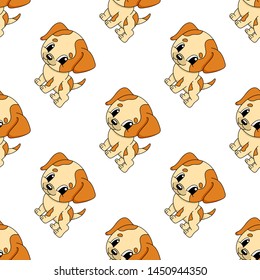 Colored seamless pattern with cute cartoon character. Simple flat vector illustration isolated on white background. Design wallpaper, fabric, wrapping paper, covers, websites.