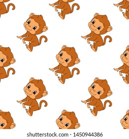 Colored seamless pattern with cute cartoon character. Simple flat vector illustration isolated on white background. Design wallpaper, fabric, wrapping paper, covers, websites.