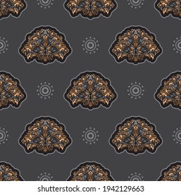 Colored Seamless pattern with Damask element. Good for backgrounds and prints. Vector illustration.