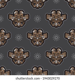 Colored Seamless pattern with Damask element. Good for clothing and textiles. Vector 