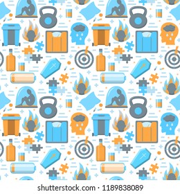 Colored seamless pattern with depression symptoms icons