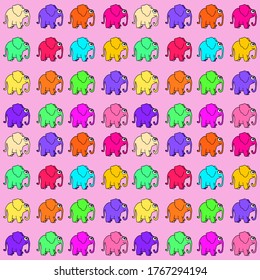 colored seamless pattern with elefants fabric print vector illustration