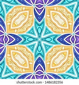 Colored Seamless Pattern with Floral Ethnic Motifs. Endless Texture with Abstract Design Elements. Indian, Turkish, Batik, Paisley Garden Style. Realistic Complex Ornament. Vector 3d Illustration