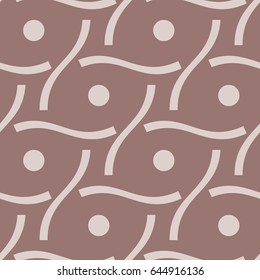 Colored seamless pattern with geometric elements. Brown background