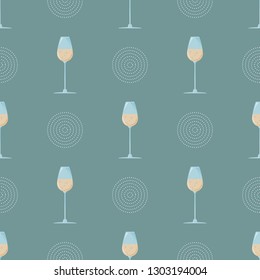 colored seamless pattern with glass of champagne