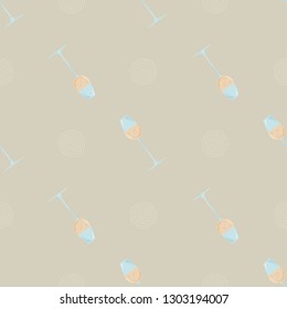 Colored seamless pattern. with glass of champagne. Print alcoholic drink.