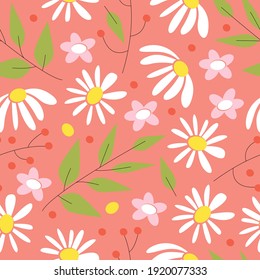 Colored seamless pattern with the image of a scattering of wildflowers. Print for the decoration of textiles and Wallpaper.