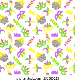 Colored seamless pattern to Mardi Gras on a white background