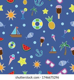 Colored seamless pattern on a summer theme.Vector EPS10.