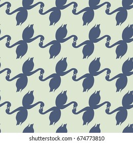 Colored seamless pattern with pairs of loving birds swan.