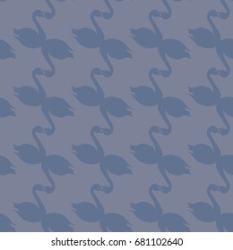 Colored seamless pattern with pairs of loving birds swan.