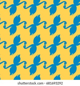 Colored seamless pattern with pairs of loving birds swan.