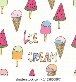colored seamless pattern in pastel colors ice cream