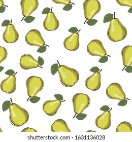 Colored seamless pattern with pears in vintage style