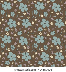 Colored seamless pattern with tender elegant flowers