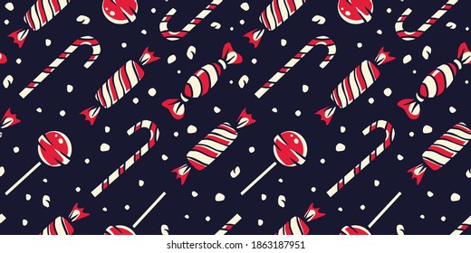 Papel pintado de patrón sin fisuras de color con copas de navidad para las vacaciones de año nuevo. Ilustración de invierno para el diseño de la fiesta de diciembre