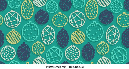 Colored seamless pattern wallpaper with decorative christmas balls for the new year holiday. Winter illustration for december party design