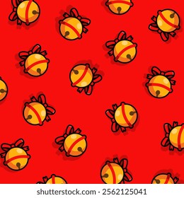 Colored seamless pattern wallpaper with decorative christmas bells for the new year or christmas holiday