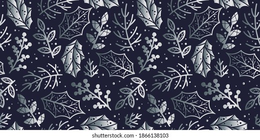 Colored seamless pattern wallpaper with leaf and branch silhouette. Seasonal autumn illustration for october, november and september design