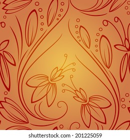 Colored seamless with stylized floral pattern