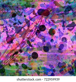 Colored seamless texture with blots, stains and strokes. Abstract vector background for web page, banners, fabric, home decor, wrapping. Watercolor effect