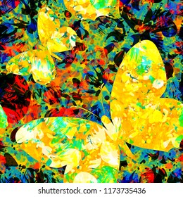Colored seamless texture with butterflies. Abstract vector background for web page, banners backdrop, fabric, home decor, wrapping