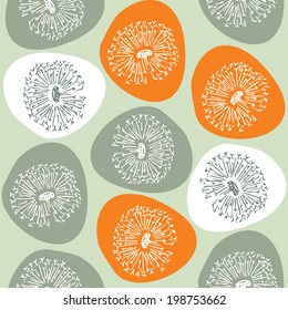 Colored seamless texture dandelion in a circle