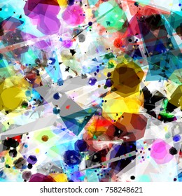 Colored seamless texture with spots and stripes. Splatter pattern. Abstract vector background for web page, banners backdrop, fabric, home decor, wrapping