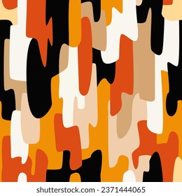 colored seamless vector pattern in the form of camouflage in shades of autumn, for prints on fabrics, packaging and for decorating backgrounds in autumn style