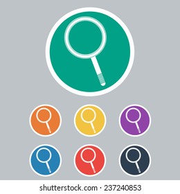 Colored Search Icon Set. Vector Illustration