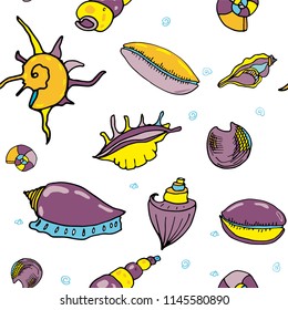 colored seashell seamless vector illustration