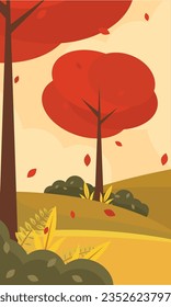 Colored seasonal autumn landscape scenario Vector