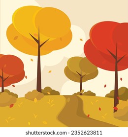 Colored seasonal autumn landscape scenario Vector