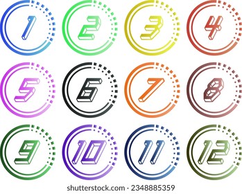 colored sequential numbers one to ten