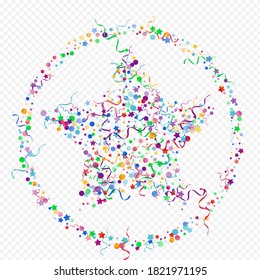 Colored Serpentine Christmas Vector Panoramic Transparent Background. Carnival Streamer Illustration. Spiral Shiny Invitation. Bright Abstract Branch.