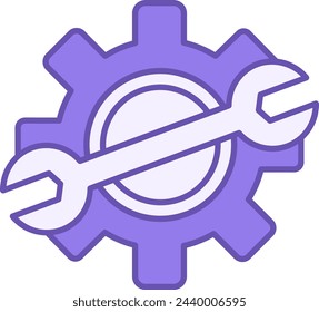 Colored Service Icon. Vector Icon of Gear and Wrench. Service Tools. Car service concept